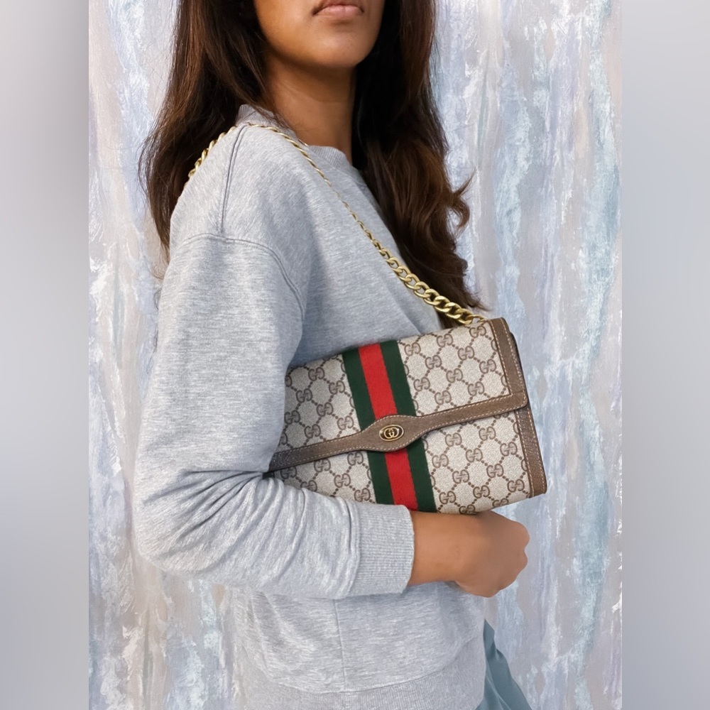 GUCCI GG Ophidia Sherry line clutch crossbody bag ❤️💚 - Picture 2 of 14